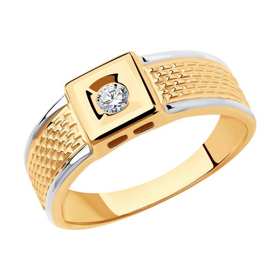Кольцо, золото, фианит, 018384